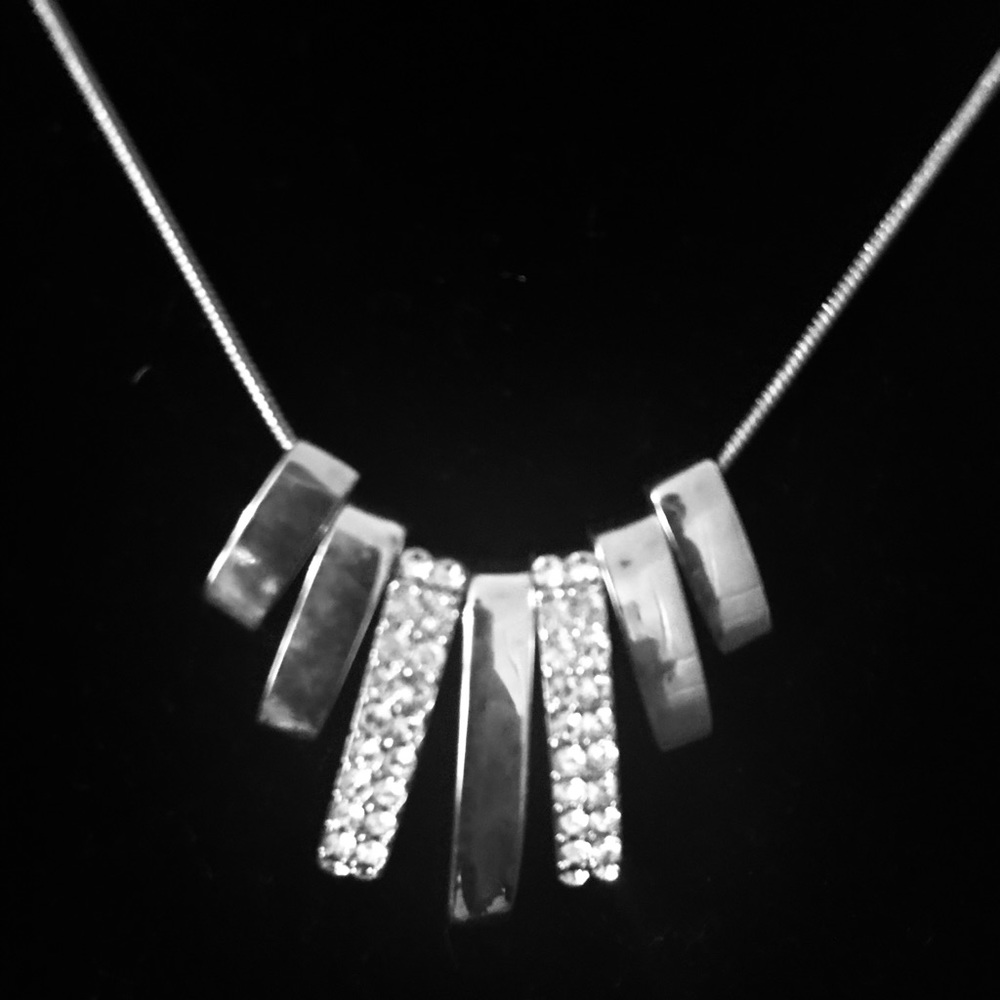 Silver with Rhinestone Nuggets on a Silver Chain